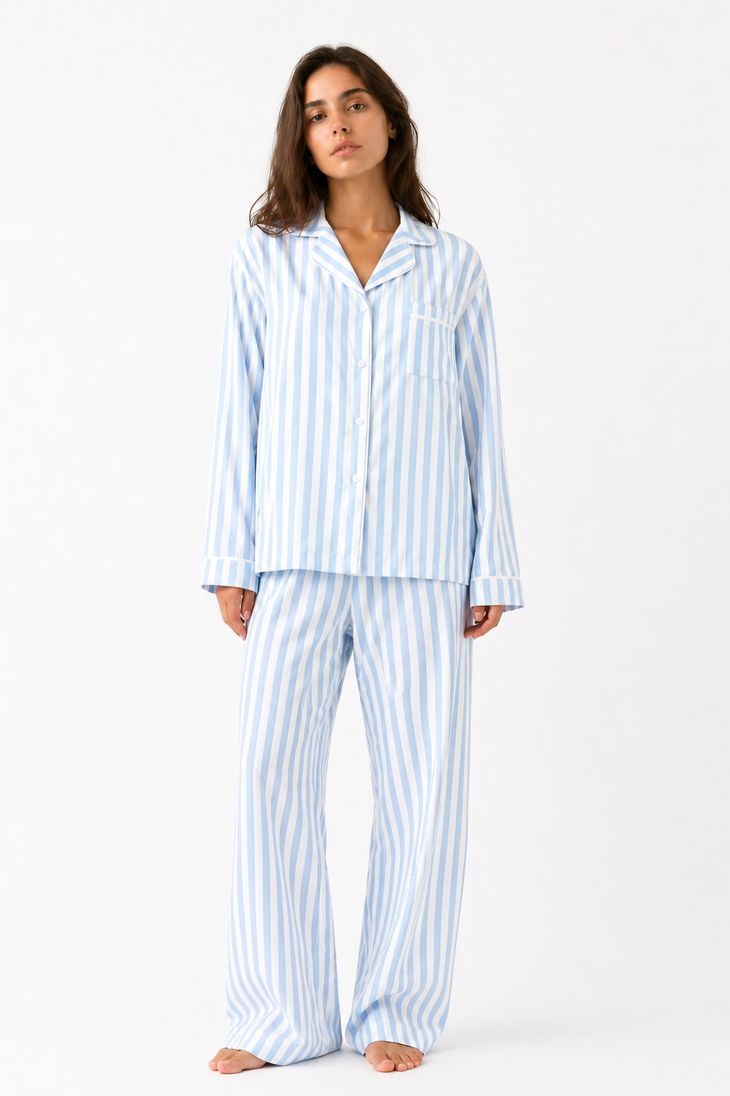 Baby blue and White striped Pyjama