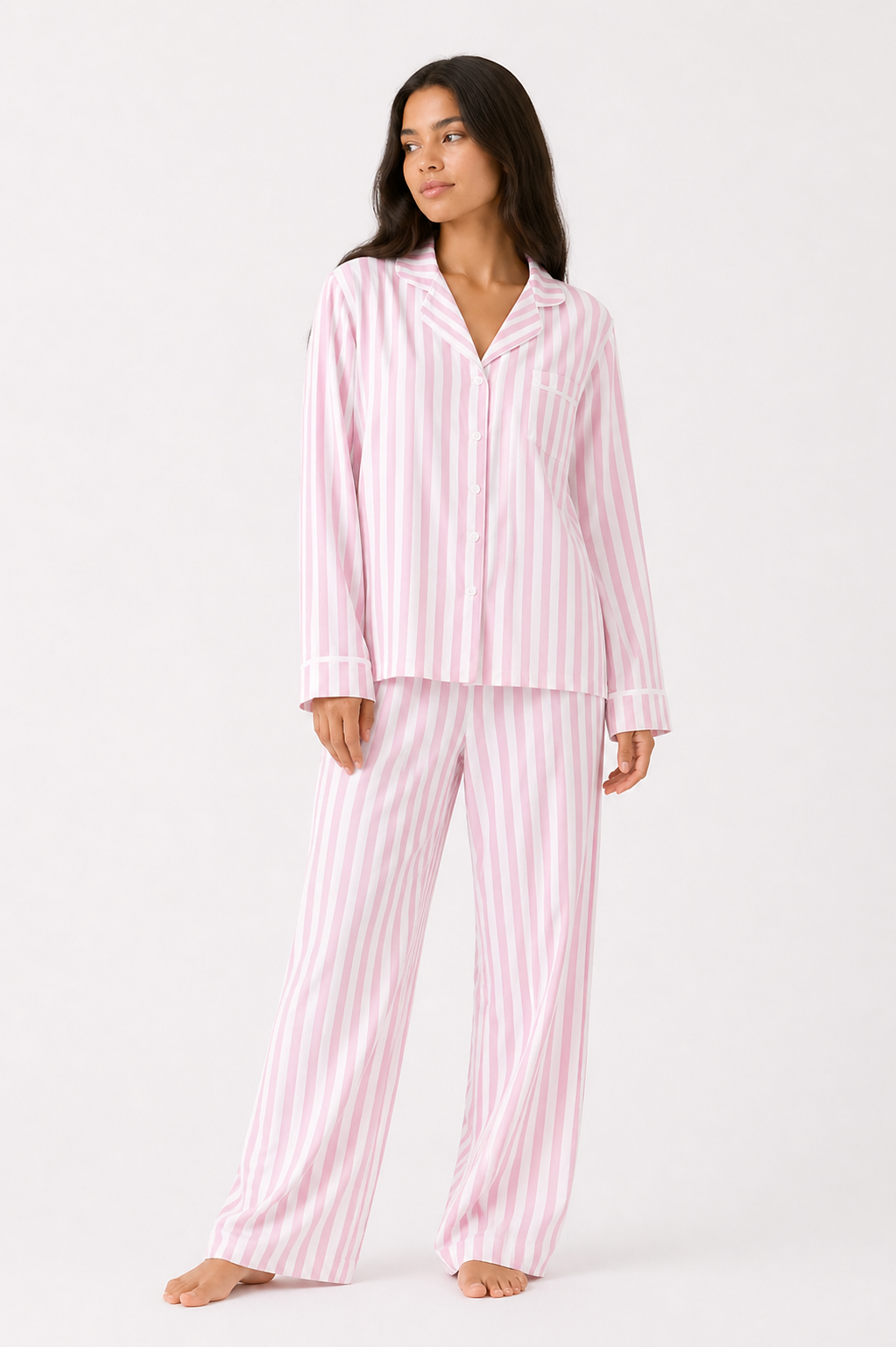Pink and White striped Pyjama